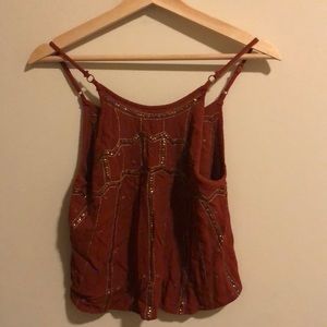 Free people burnt orange sequin tank NWOT